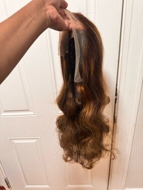 New 16-Inch Light Brown Human Hair Blend Lace Front Wig